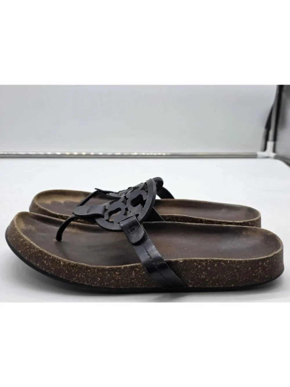 Tory Burch Sandals Womens Size 8 39 Miller Cloud Logo Thong Cork Footbed Shoes